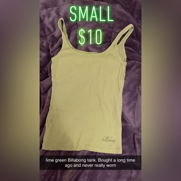 ***FREE w/ purchase*** EUC Lime Green Billabong Tank Top - Picture 1 of 4